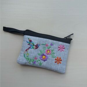 New Embroidered Gray Pouch